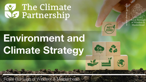 Title page envoronment and climate strategy with image of plant
