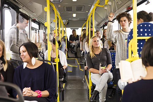People on a bus.