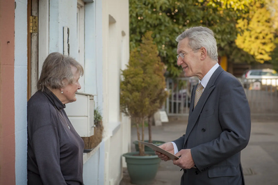 Photo by Halid K Izzet, Rhubarb & Custard Photography, Eton George Fussey talks to local resident