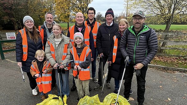 mixed group litter picking 