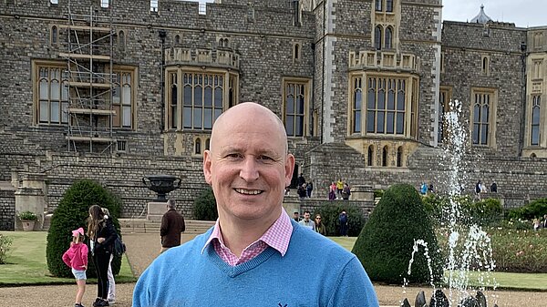 Julian in the east garden of Windsor Castle 